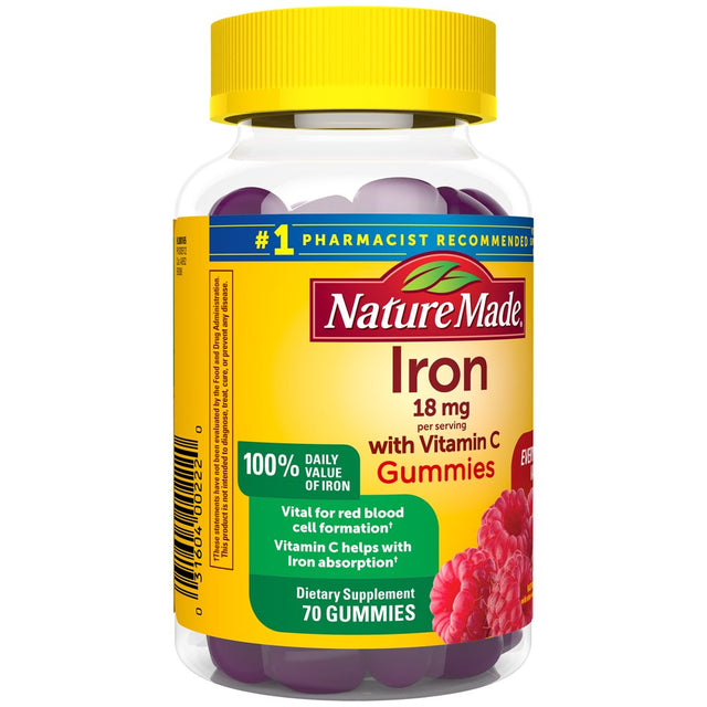 Nature Made Iron 18 Mg per Serving with Vitamin C Gummies, Dietary Supplement, 70 Count