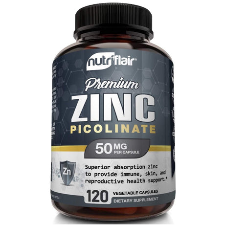 Nutriflair Zinc Supplement for Immune Defense Natural Immunity Booster 120 Capsules