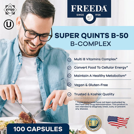 Freeda Kosher Super Quints B Complex 50 Mg - 250 Veg Capsules