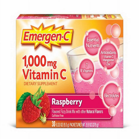 Emergen-C Vitamin C 1,000 Mg. Raspberry Flavor Drink Mix, 90 Packets