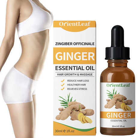 Orientleaf Ginger Essential Oil, Belly Drainage Ginger Oil, Lymphatic Drainage Ginger Oil, Plant Aroma Oil Massage, Care for Skin, Fat Burning, Weight Loss, Christmas Gift Kit, 1 Fl.Oz