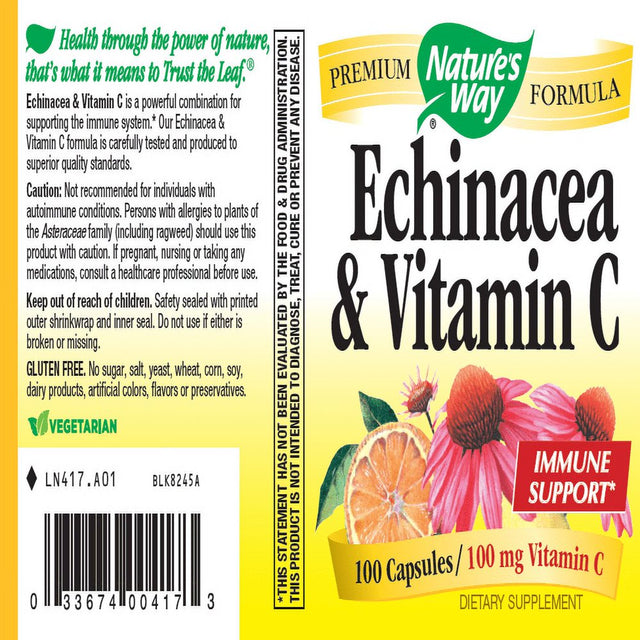 Nature'S Way Echinacea and Vitamin C 492 Mg - 100 Capsules