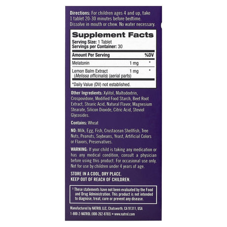 Natrol, Kids, Melatonin, Fast Dissolve, Ages 4 Up, Strawberry, 30 Tablets