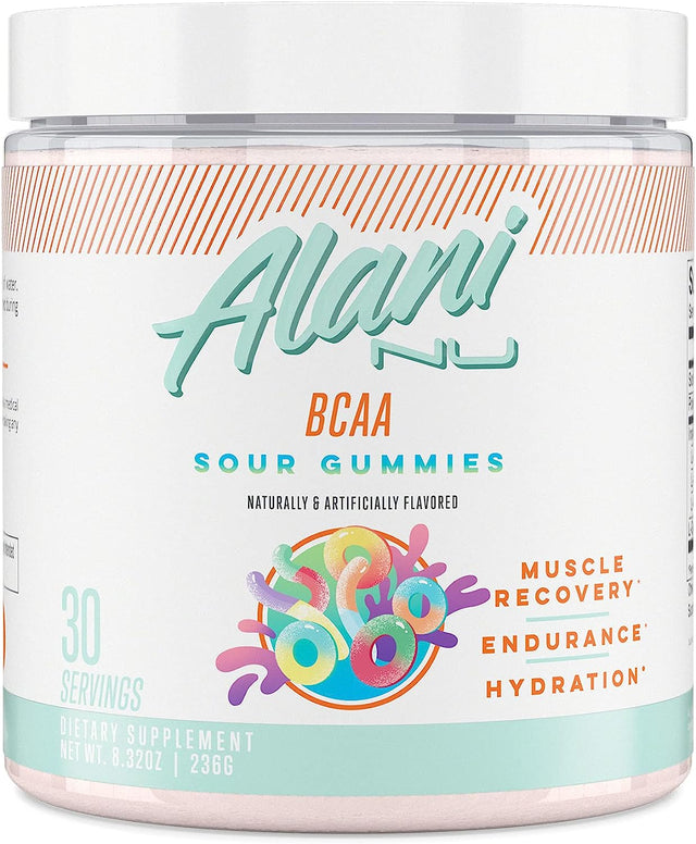 Alani Nu BCAA SOUR GUMMIES | Branch Chain Essential Amino Acids | 2:1:1 Formula | Supplement Powder | Muscle Recovery Vitamins for Post-Workout | 30 Servings