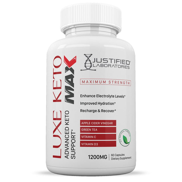 (3 Pack) Justified Laboratories Luxe ACV MAX Pills 1675Mg Stronger than Gummies Advanced Keto Support 180 Capsules