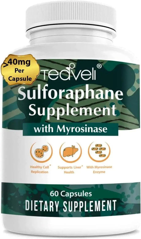 Sulforaphane Supplement with Myrosinase from Broccoli & Seed Extract – 60 Servings - Third-Party Lab Verified 50 Mg Glucoraphanin per Capsule- Cruciferous Vegetable Capsules