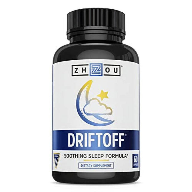 Zhou Drift off Premium Sleep Aid with Valerian Root, Melatonin, GABA & Tryptophan | Sleep Well, Wake Refreshed | 30 Servings, 60 Veggie Caps