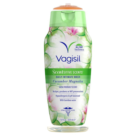 Vagisil Sensitive Scents Feminine Wash, Cucumber Magnolia Scent, 12 Oz,