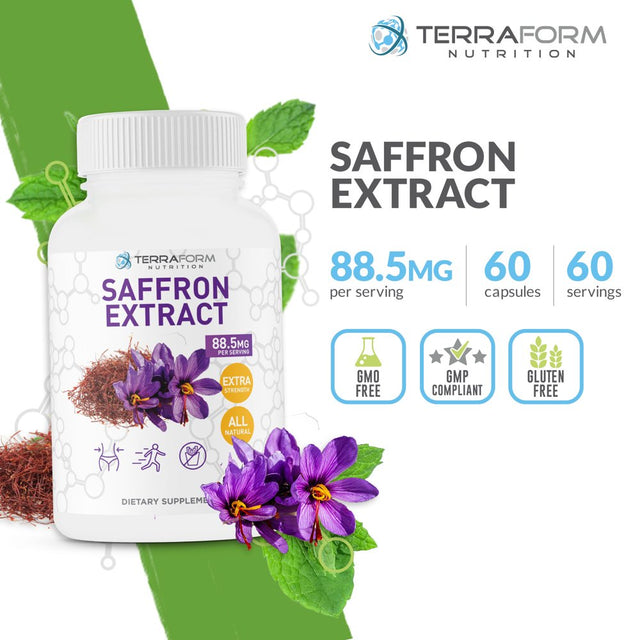 Saffron Extract Pills – Natural Appetite Suppressant Supplement, Healthy Weight Loss – 88.5Mg – Made in USA – 1 Month