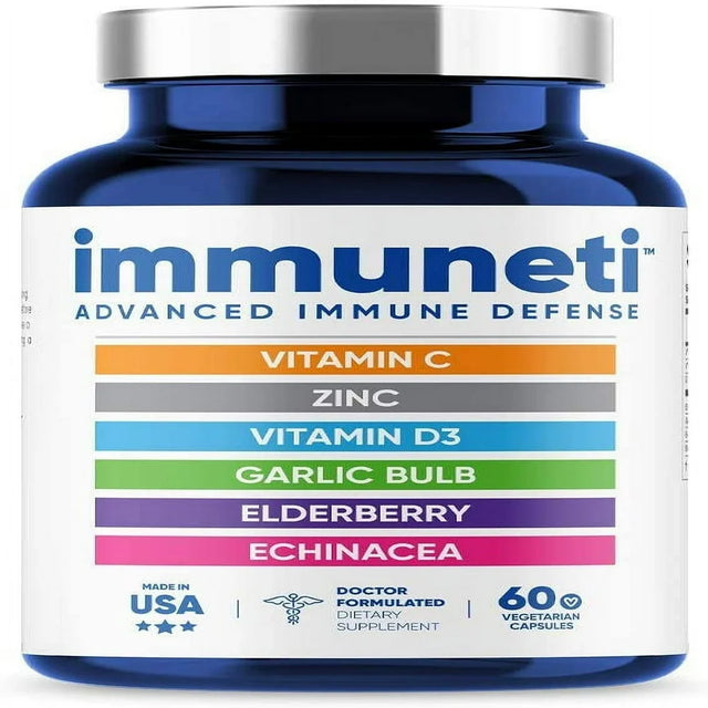 Immuneti - Advanced Immune Defense, 6-In-1 Powerful Blend of Vitamin C, Vitamin D3, Zinc, Elderberries