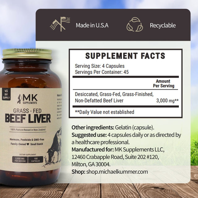 Grass-Fed Beef Liver (Freeze-Dried, Non-Defatted, Non-Gmo, 100% Pasture-Raised, 45-Day Supply)