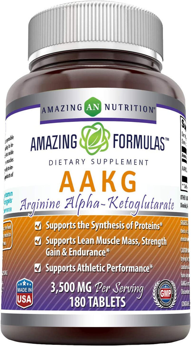 Amazing Formulas AAKG Arginine Alpha-Ketoglutarate 3500 Mg per Serving, 180 Tablets (Non-Gmo)