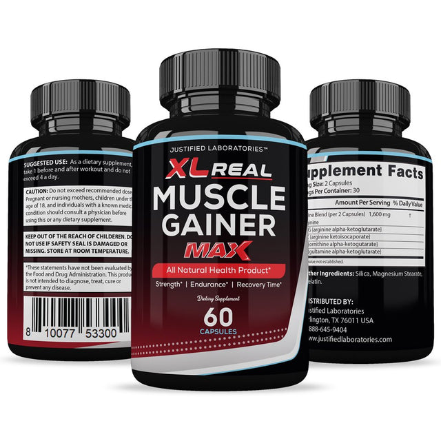 (3 Pack) XL Real Muscle Gainer Max Men’S Health Supplement 180 Capsules