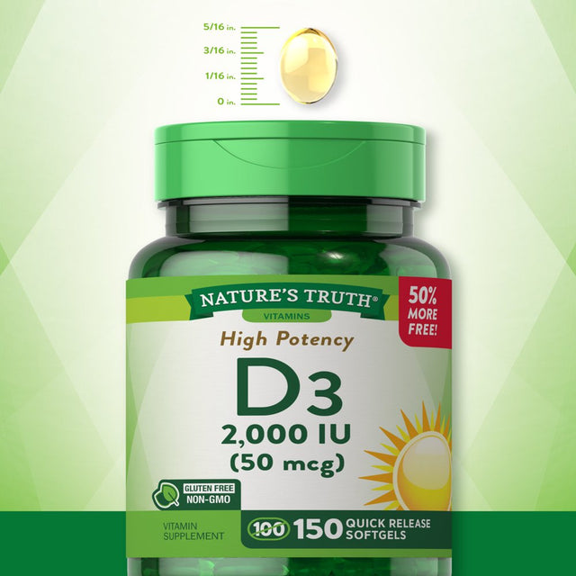 Nature'S Truth Vitamin D3 2000 IU | 300 Softgels | High Potency| Non-Gmo, Gluten Free