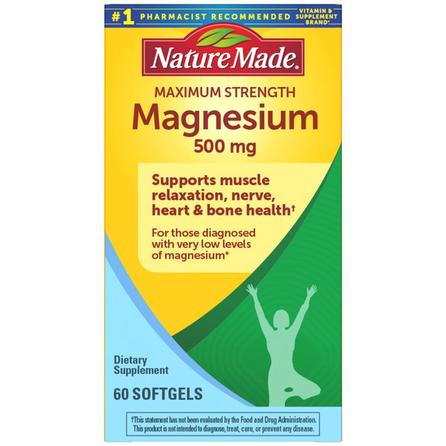 Nature Made Maximum Strength Magnesium 500 Mg Softgels, 60 Count