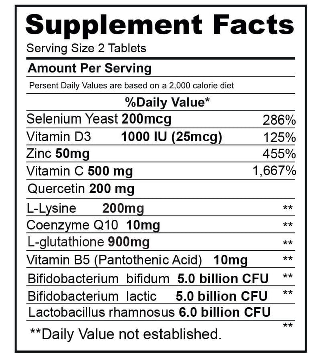 Immunefence 12-In-1 Extensive Immune and Lung Function Booster Supplement, Powerful Patented Blend of Selenium, L-Glutathione, L-Lysine, Quercetin, Vitamin C and Zinc, 60 Count