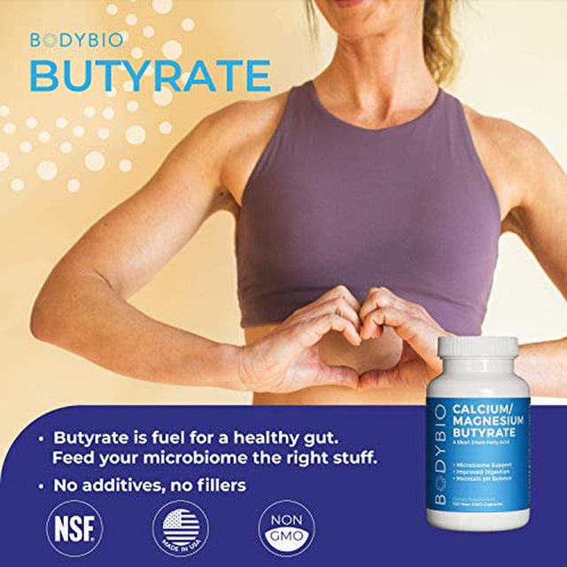 Bodybio - Butyrate Gut Health Supplement 250 Calcium Magnesium Capsules