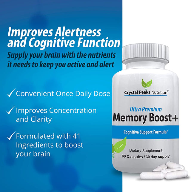 Memory Boost + Brain Health Supplement - Improve Focus, Clarity, Energy, Recall, Alertness and Cognitive Function. 60 Capsules/30-Day Supply