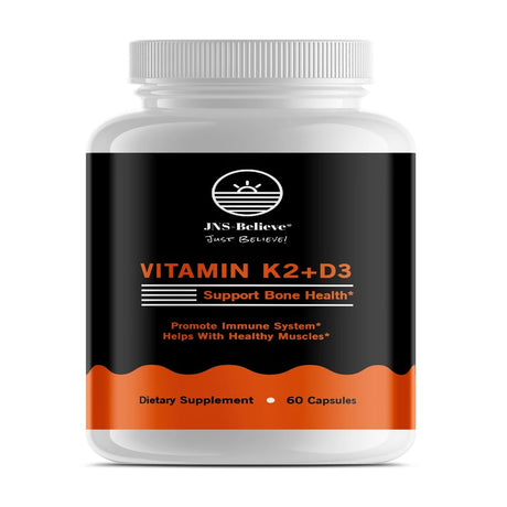 Vitamin K2 D3 (MK7) Supplement Bone Health | Support Immune System & Helps Healthy Muscles | Easy to Swallow Vitamin D3(125 Mcg) K2(100 Mcg) Complex | 60 Capsules