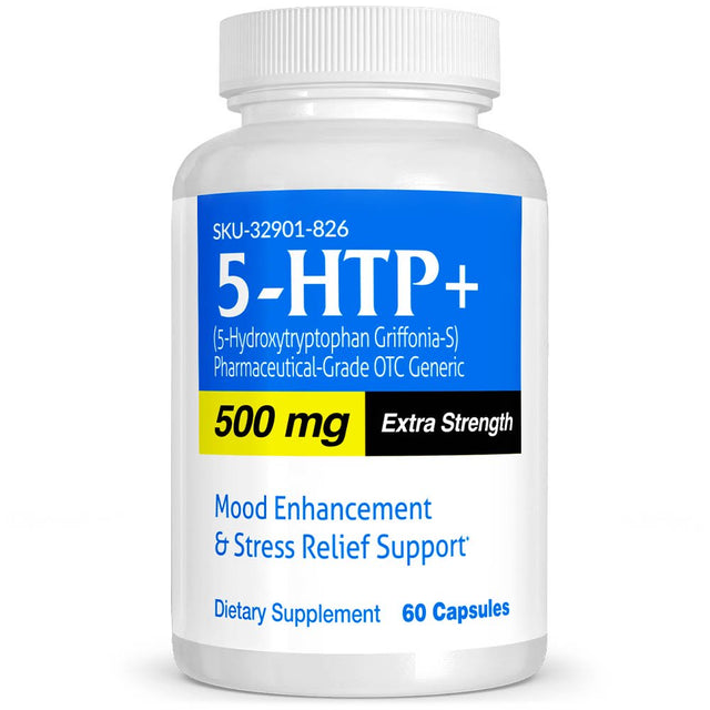 5-HTP+ Pharmaceutical Grade OTC for Mood Enhancement & Stress Relief Support, 500 Mg, Vitasource