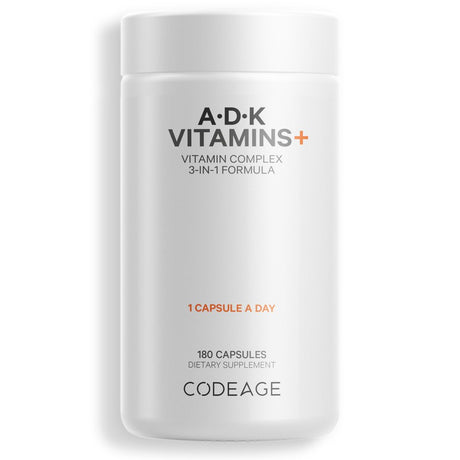 Codeage ADK Vitamins, 6-Month Supply, Vitamin A, 5000 IU Vitamin D3, Vitamin K1 & K2 (MK7 & MK4), 180 Ct