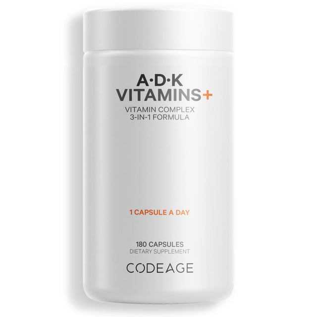 Codeage ADK Vitamins, 6-Month Supply, Vitamin A, 5000 IU Vitamin D3, Vitamin K1 & K2 (MK7 & MK4), 180 Ct