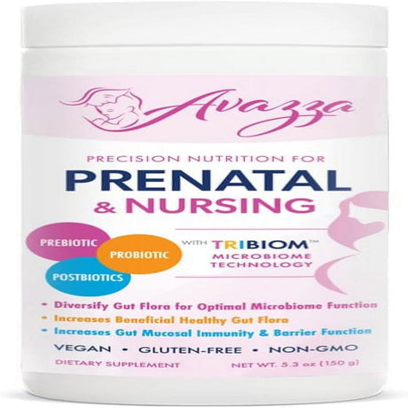 Biom Probiotics Avazza Precision Nutrition for Prenatal and Nursing, Gut Health Formula, Probiotics and Prebiotics for Women, 150G