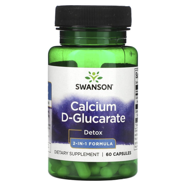 Swanson, Calcium D-Glucarate, Detox, 2-In-1 Formula, 60 Capsules