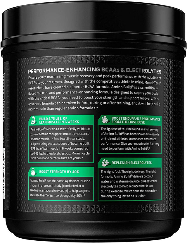 BCAA Amino Acids + Electrolyte Powder, Muscletech Amino Build, 7G of Bcaas + Electrolytes, Support Muscle Recovery, Build Lean Muscle & Boost Endurance, Tropical Twist (40 Servings)