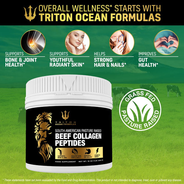 Beef Collagen Protein Powder Supplement | South American Green Pasture Raised Cattle | the Finest Triton Ocean Formulas