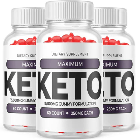 (3 Pack) Maximum Keto Gummies - Supplement for Weight Loss - Energy & Focus Boosting Dietary Supplements for Weight Management & Metabolism - Fat Burn - 180 Gummies