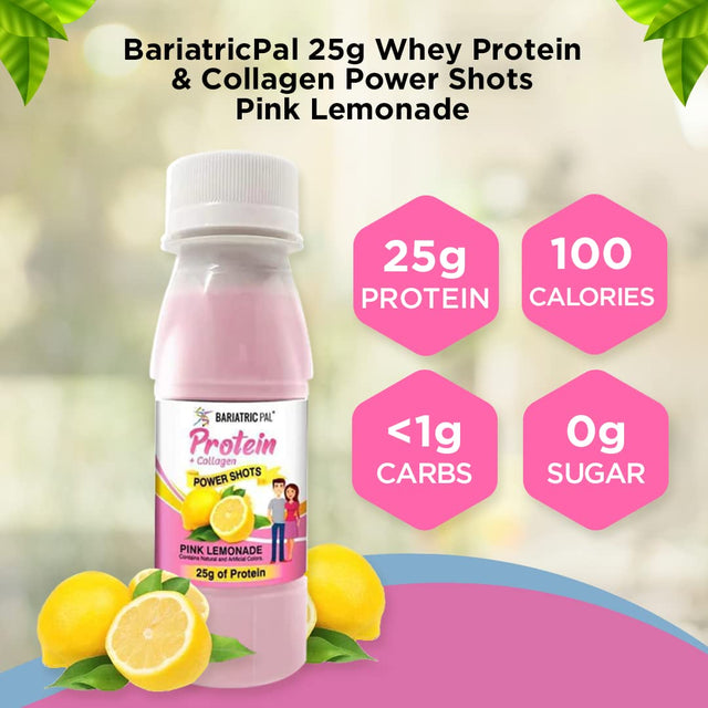 Bariatricpal Ready-To-Drink 25G Whey Protein & Collagen Power Shots - Pink Lemonade (12 Bottles)