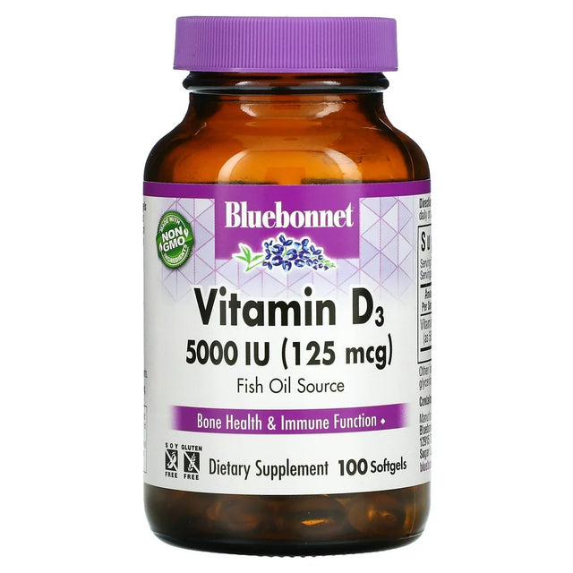 Bluebonnet Vitamin D3 125 Mcg (5000 IU) 100 Softgels