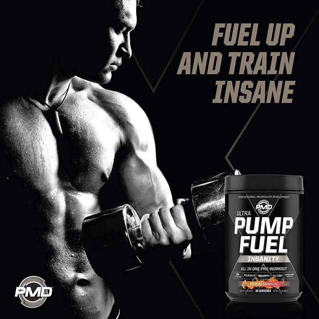 PMD Sports Sports Ultra Pump Fuel Insanity - Pre Workout - Miami Sunrise (30 Servings) Sports Omega Cuts Elite Thermogenic Fat Burner (90 Softgels)