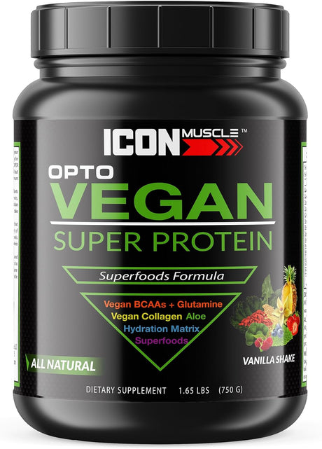 Opto Vegan Super Protein- Vanilla | Vegan Protein | Plant Based Protein | Hemp, Pea, Brown Rice | Greens | Antioxidants