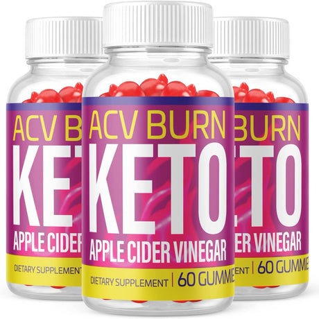 (3 Pack) ACV Burn Keto Gummies - Supplement for Weight Loss - Energy & Focus Boosting Dietary Supplements for Weight Management & Metabolism - Fat Burn - 180 Gummies