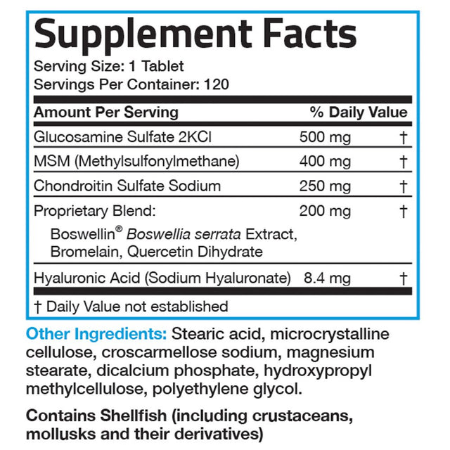 Bronson Joint Complete with Hyaluronic Acid, 120 Tablets