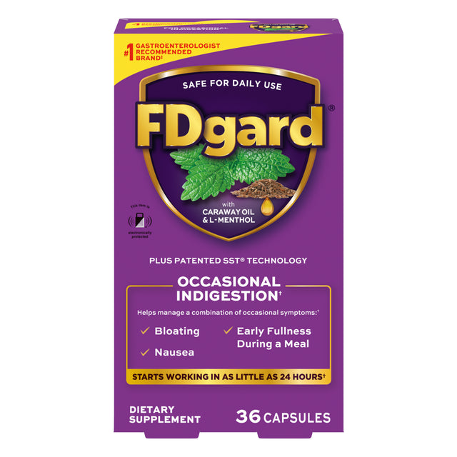 Fdgard Digestive Health Supplement with Caraway Oil & L-Menthol for Occasional Nausea, Bloating & Upset Stomach†, 36Ct (Packaging May Vary)