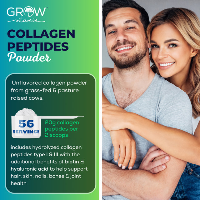 Live Well Collagen Powder - Collagen Peptides with All-Natural Hydrolyzed Protein - Collagen Peptides Powder for Hair Nail and Skin Support - with Biotin & Hyaluronic Acid, 56 SERVINGS