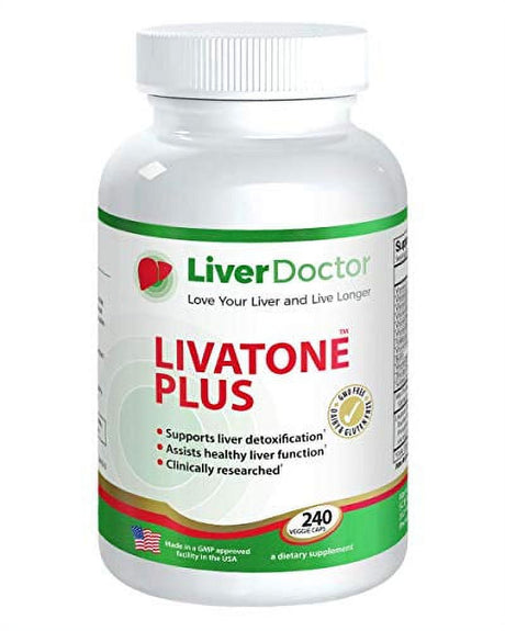 Livatone plus Liver Detox Capsules Liver Cleanse and Detox Pills with Milk Thistle and Antioxidants (240 Count)