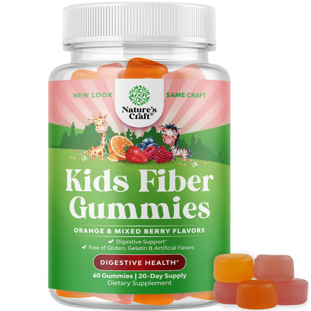 Kids Fiber Gummy Prebiotics Supplement - Soluble Fiber Gummies for Kids Constipation Relief Digestive Health - Kids Fiber Gummies Immune System Booster Delicious Gummy Vitamins