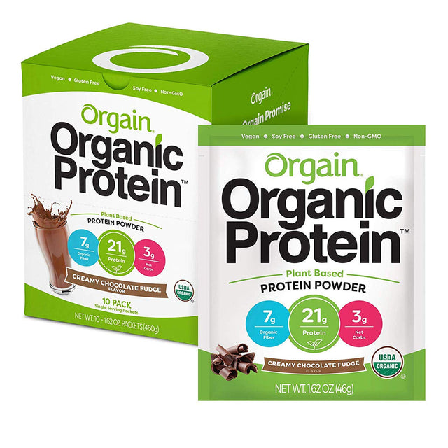 Orgain Organic Vegan Protein Powder Travel Packs - Vanilla Bean and Chocolate Fudge (10 Packets Each)