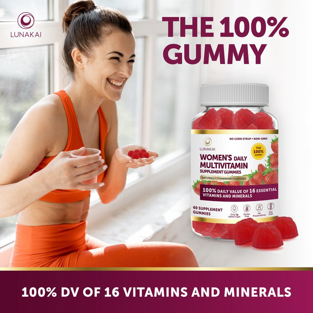 Lunakai Womens Multivitamin Gummies - Soy Free, Non-Gmo, Gluten Free - 30 Day Supply