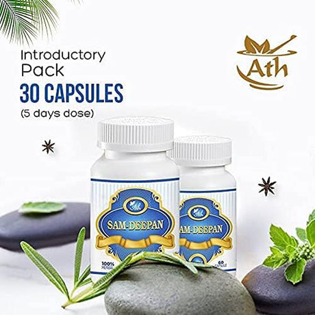 Carlos Ath Samdeepan Capsules for All Digestion Problems/Ayurvedic Herbal Solution for Better Digestion (1 Bottle 60 Capsules 10 Days Plan)