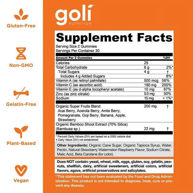 Goli Nutrition Superfruits Gummies, with Vitamins a & C, 60 Count, Dietary Supplement