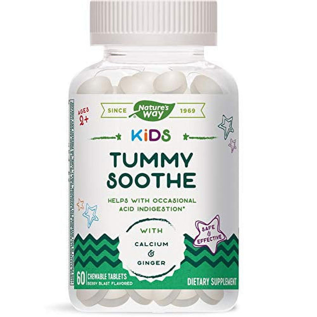 Natureâ€™S Way Kids Tummy Soothe, with Calcium & Ginger, Berry Blast Flavored, 60 Vegetarian Chewables