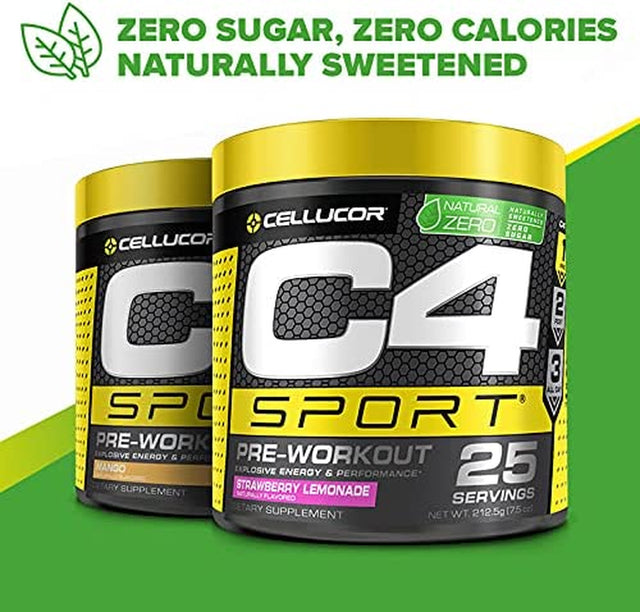 C4 Sport Pre Workout Powder - Pre Workout Energy with 3G Creatine Monohydrate + 135Mg Caffeine and Beta-Alanine Performance Blend - NSF Certified for Sport | 25 Servings