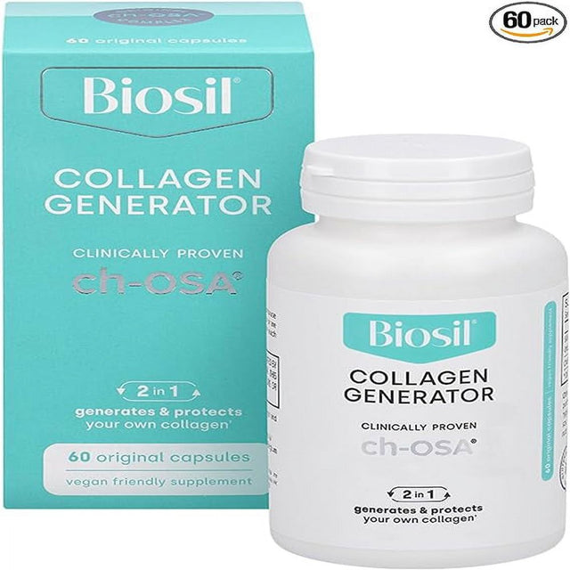 Biosil Advanced Collagen Generator Pills - Patented & Clinically Tested Collagen Booster Supplement for Hair, Skin and Nails & Bone and Joint Support - Vegetarian Capsules 60Ct