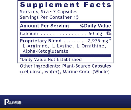 Premier Research Labs Amino HGH - Essential Amino Acids Formula - for Lean Muscle Support - with Arginine, Lysine, Ornithine, Alpha-Ketoglutarate - 105 Plant-Source Capsules