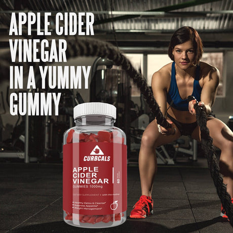 Curbcals Apple Cider Vinegar Gummies - Supports Healthy Detox & Cleanse - Suppress Appetite - Weight Management - Vitamin B12 & B9 - Gluten & GMOS Free - 1000Mg